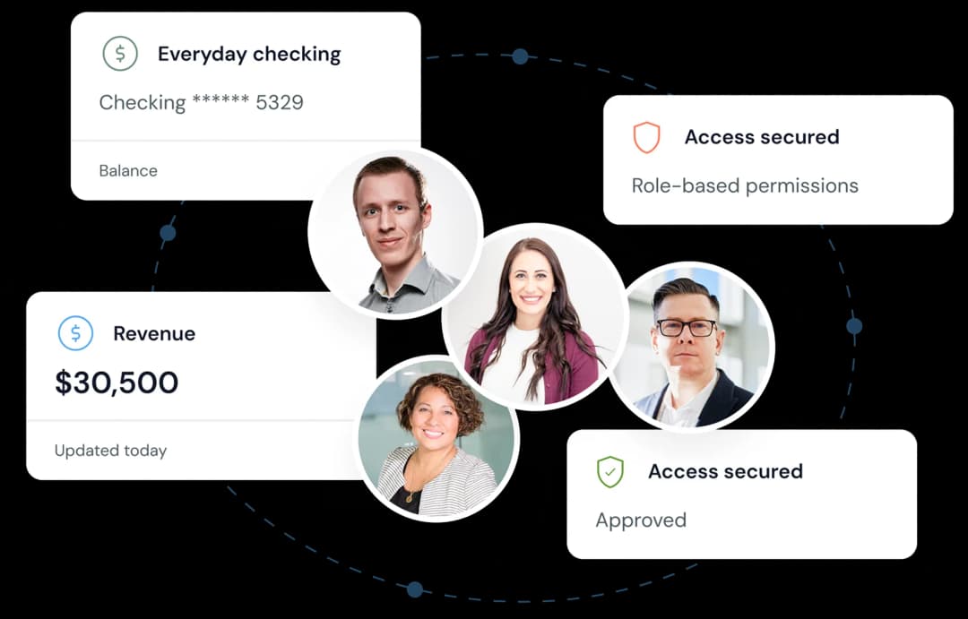 Property management finance dashboard with team access and revenue overview
