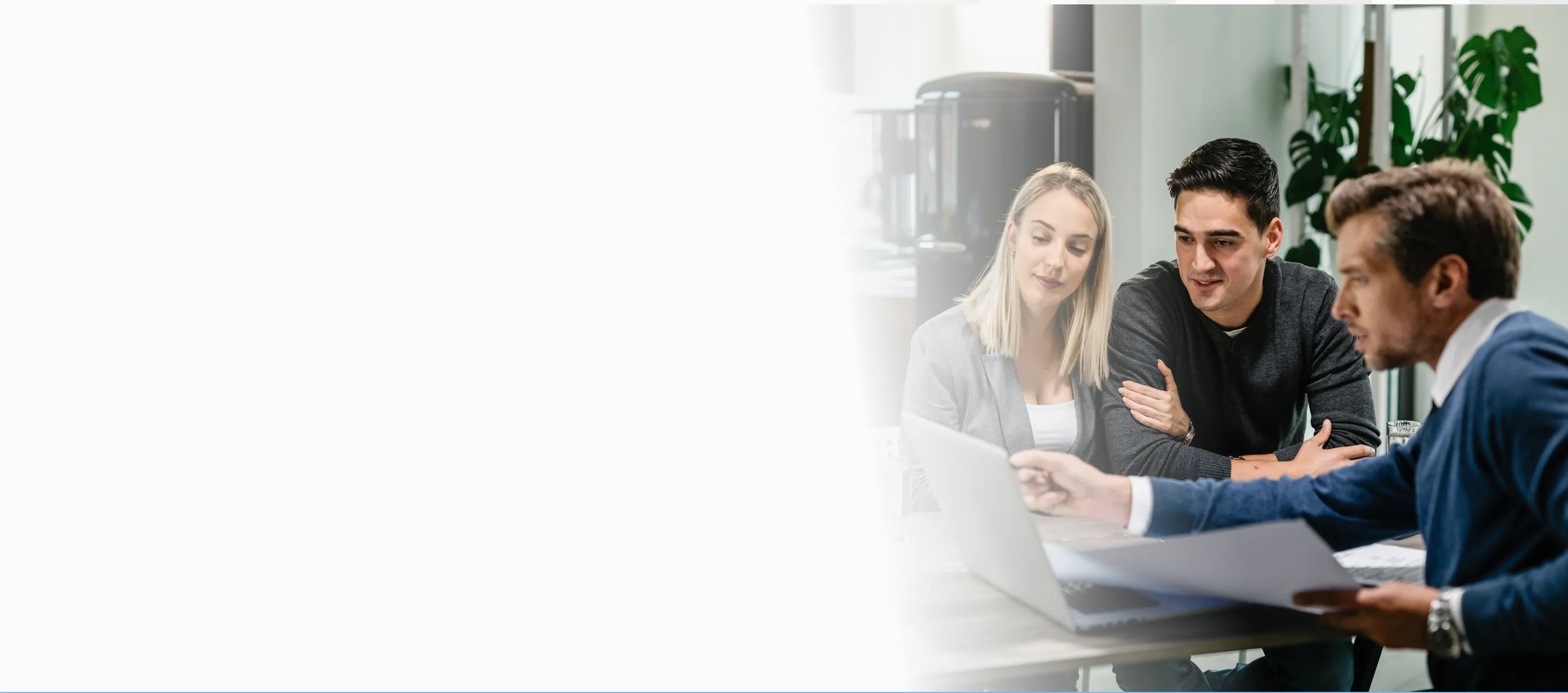 Property management team reviewing financial reports